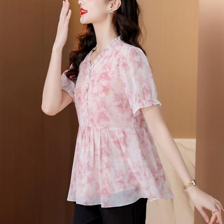 BY17397# 今年夏季新款短袖女装上衣时尚宽松遮肚显瘦小衫