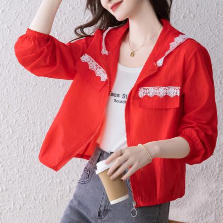 FA56878# 防晒衣流行女新款蕾丝花边短外套高级感小个子薄纱空调衫夹克