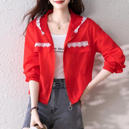 FA56878# 防晒衣流行女新款蕾丝花边短外套高级感小个子薄纱空调衫夹克