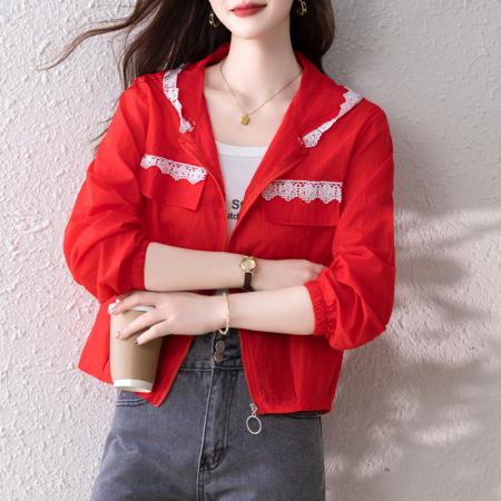 FA56878# 防晒衣流行女新款蕾丝花边短外套高级感小个子薄纱空调衫夹克