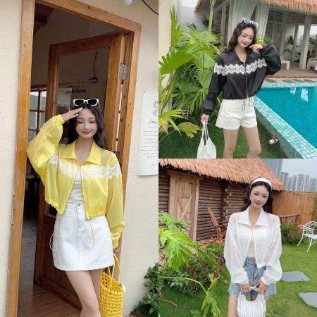 FA56879# 蕾丝防晒衣女夏季冰丝薄外套新款设计感户外透气开衫