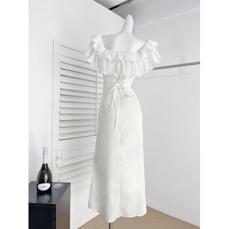 BY17449# 从一时刻呼吸决定纯欲风缎面鱼尾连衣裙一裙多穿高级晚礼长裙 服裝批發女裝批發服飾貨源