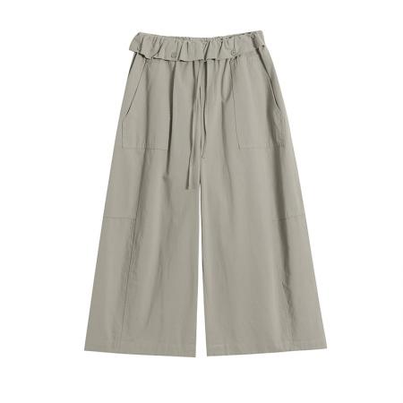 BY17454# 夏季新款全棉洗水宽松九分阔腿裤女松紧高腰休闲裤气球裤 服裝批發女裝批發服飾貨源