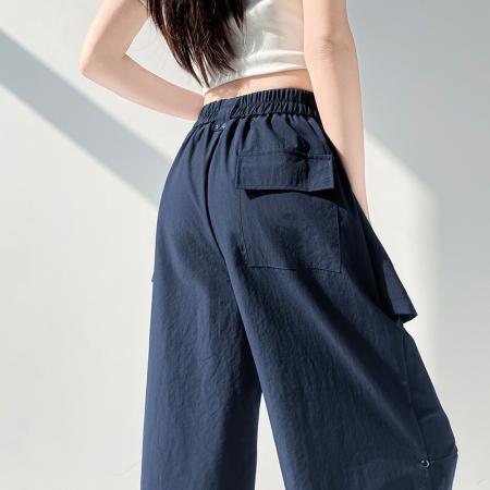 BY17455# 春夏季新款休闲宽松工装裤时尚阔腿束脚两穿工装裤长裤女 服裝批發女裝批發服飾貨源