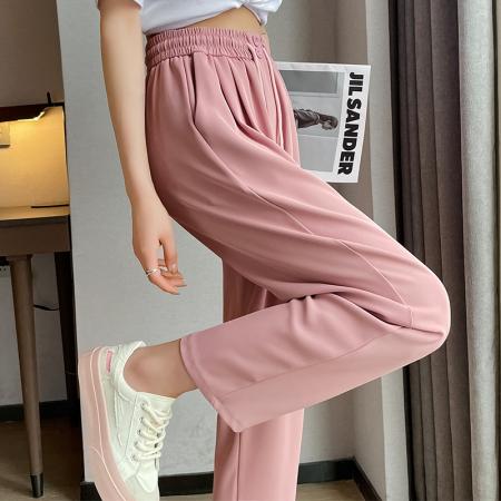 BY17456# 夏季新款时尚高腰显瘦抽绳收腰垂感休闲九分裤烟管裤女 服裝批發女裝批發服飾貨源