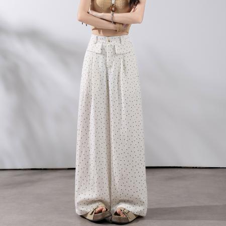 BY17458# 春夏新款韩版天丝棉碎花阔腿裤女高腰宽松百搭休闲裤子潮 服裝批發女裝批發服飾貨源