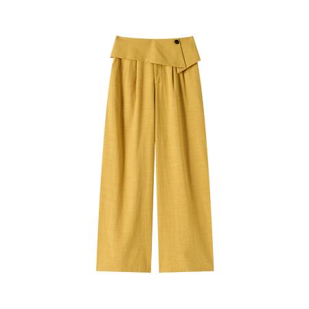 BY17459# 高腰不规则屁帘阔腿裤女夏季高腰垂感百搭宽松直筒裤子山本裤 服裝批發女裝批發服飾貨源