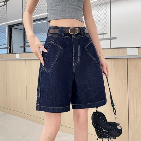 BY17463# 不易褪色五分牛仔短裤女春夏季新款小个子A字版显瘦短裤子 服裝批發女裝批發服飾貨源