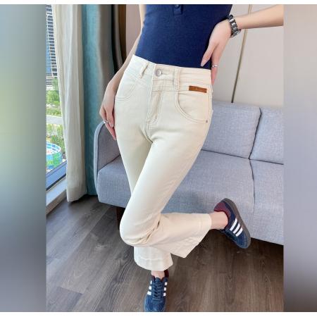 BY17466# 白色喇叭裤女九分裤新款弹力小个子设计感梨形显瘦微喇牛仔裤 服裝批發女裝批發服飾貨源