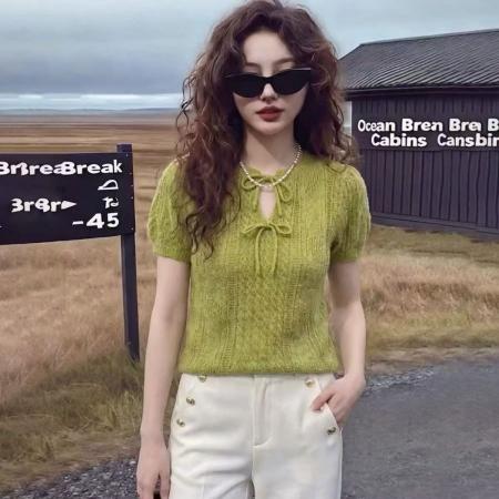 BY17473# 银河万岁“柔软小猫”马海毛羊毛毛衣轻盈织物复古百搭针织衫 服裝批發女裝批發服飾貨源