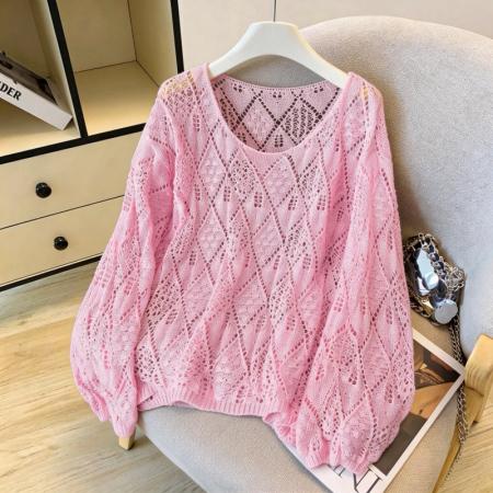 春夏新款连帽镂空针织衫女慵懒风薄款防晒外搭上衣 服裝批發女裝批發服飾貨源