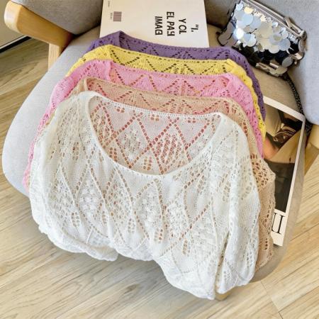 春夏新款连帽镂空针织衫女慵懒风薄款防晒外搭上衣 服裝批發女裝批發服飾貨源