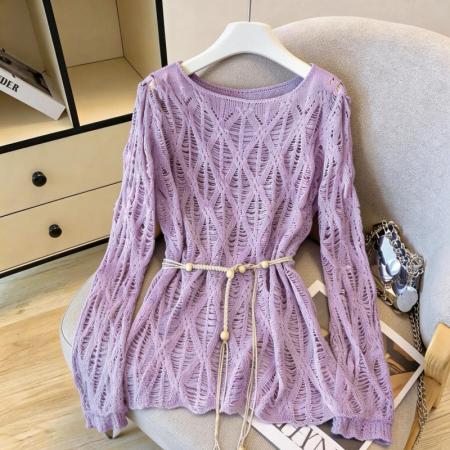 设计感镂空针织衫女夏季薄款慵懒风宽松外搭罩衫 服裝批發女裝批發服飾貨源