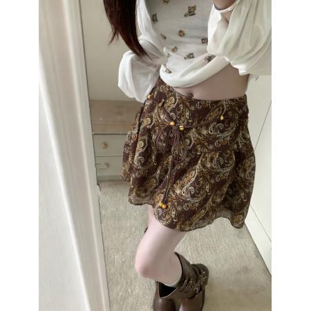 BY17496# ～夏季法式复古印花高腰雪纺半身裙设计感小众碎花短裙 服裝批發女裝批發服飾貨源