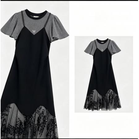 BY17500# 蕾丝时尚夏日轻奢简约舒适感设计显瘦气质连衣裙 服裝批發女裝批發服飾貨源