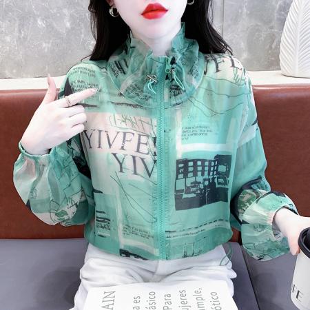 BY17513# 防晒衣外套女夏季新款欧货宽松透气轻薄防晒服时尚棒球服夹克上衣 服裝批發女裝批發服飾貨源