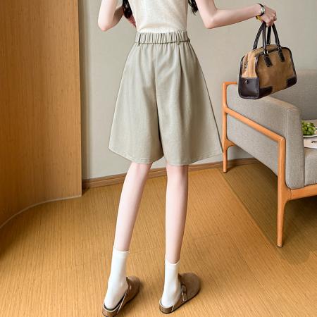 BY17514# 松紧腰a字休闲阔腿短裤女夏薄款百搭五分中裤子 服裝批發女裝批發服飾貨源