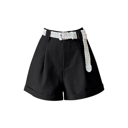 卷边休闲阔腿裤女夏季高腰宽松显瘦a字短裤 服裝批發女裝批發服飾貨源