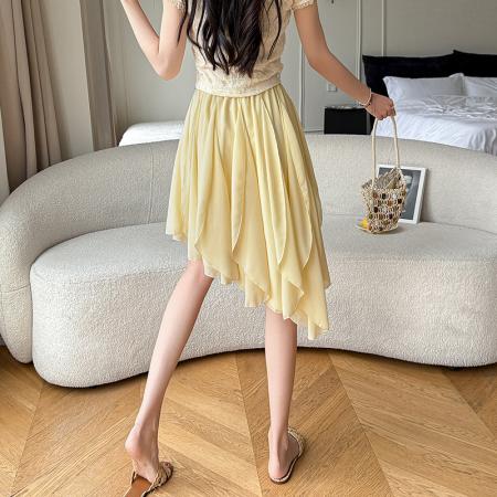 高腰不规则半身裙女夏季款A字蛋糕裙层次感短裙 服裝批發女裝批發服飾貨源