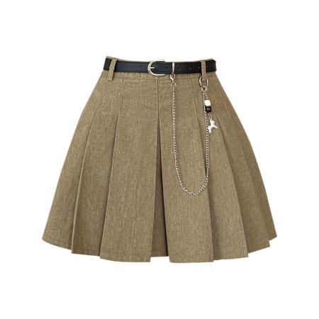 A字高腰百褶短裙女春夏款时尚复古显瘦牛仔半身裙潮 服裝批發女裝批發服飾貨源