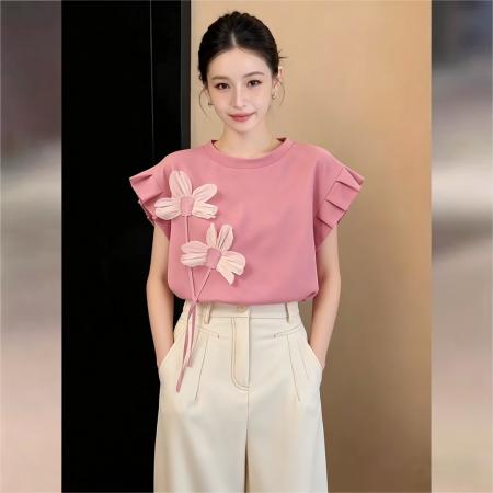 BY17526# 韩式甜美衬衫休闲百搭短袖衬衫女夏季户外百搭上衣 服裝批發女裝批發服飾貨源