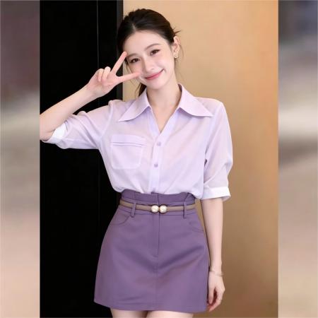 BY17530# 法式复古时尚气质短袖上衣 服裝批發女裝批發服飾貨源