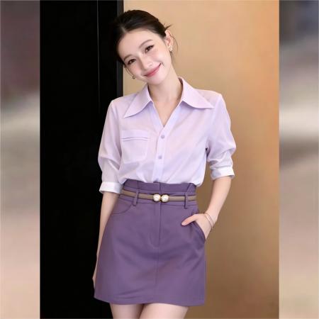 BY17530# 法式复古时尚气质短袖上衣 服裝批發女裝批發服飾貨源