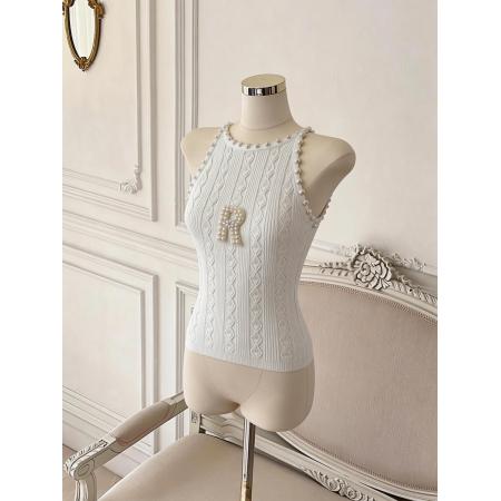 BY17548# 小香风蓝色钉珠吊带背心女夏季新款甜美显瘦外穿上衣 服裝批發女裝批發服飾貨源