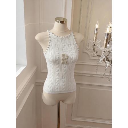 BY17548# 小香风蓝色钉珠吊带背心女夏季新款甜美显瘦外穿上衣 服裝批發女裝批發服飾貨源