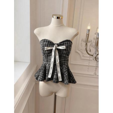 挂脖吊带背心女纯欲甜辣妹性感抹胸上衣娃娃衫 服裝批發女裝批發服飾貨源