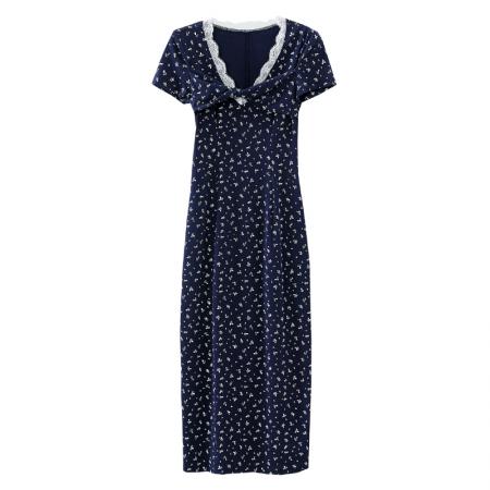 BY17554# 法式连衣裙女夏新款碎花气质显瘦蓝色a字长裙蕾丝裙子 服裝批發女裝批發服飾貨源