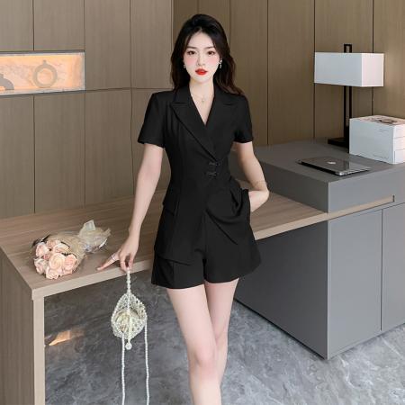 BY17574# 夏季高级感小洋装韩剧小个子名媛小香风粉色西装短裤两件套装 服裝批發女裝批發服飾貨源