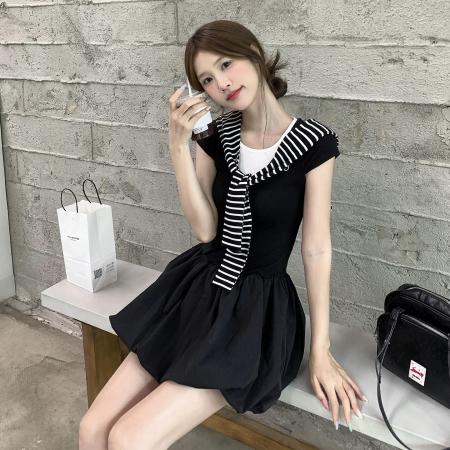 高级感黑色连衣裙女夏季新款法式...