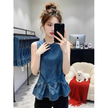 小个子气质百搭坎肩马甲女夏季新款休闲百搭牛仔背心短上衣 服裝批發女裝批發服飾貨源