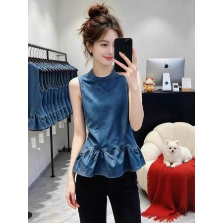 小个子气质百搭坎肩马甲女夏季新款休闲百搭牛仔背心短上衣 服裝批發女裝批發服飾貨源