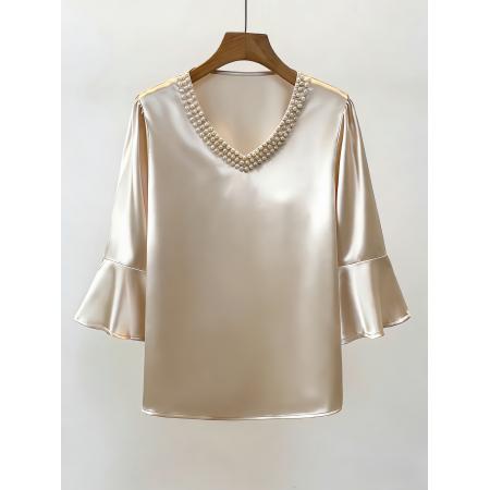 新款轻奢高级感醋酸钉珠上衣 服裝批發女裝批發服飾貨源