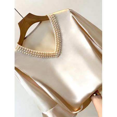 新款轻奢高级感醋酸钉珠上衣 服裝批發女裝批發服飾貨源