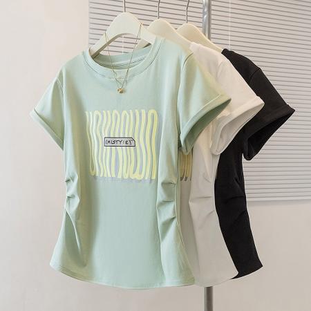 大码女装韩版流行印花短袖t恤胖...