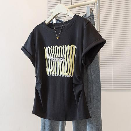 大码女装韩版流行印花短袖t恤胖妹妹宽松显瘦洋气减龄上衣夏 服裝批發女裝批發服飾貨源