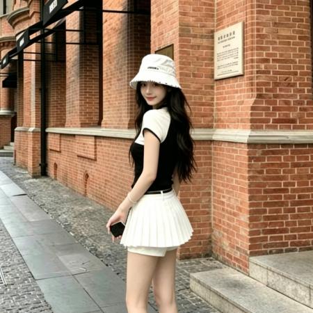 纯欲辣妹半高领系带镂空短袖针织衫搭白色半身百褶裙一整套 服裝批發女裝批發服飾貨源