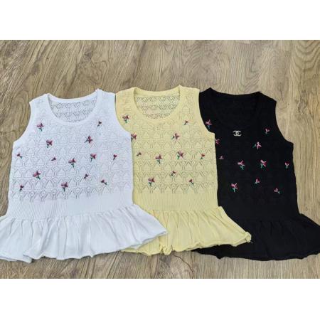 韩系高级感刺绣圆领短袖针织衫女夏季新款洋气收腰紧身套头上衣潮 服裝批發女裝批發服飾貨源