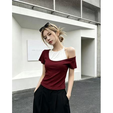 假两件短袖T恤女外穿春夏新款叠穿修身显瘦上衣 服裝批發女裝批發服飾貨源
