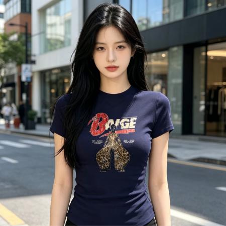 美式辣妹卡通印花短袖正肩T恤女春夏季新款收腰显瘦上衣 服裝批發女裝批發服飾貨源