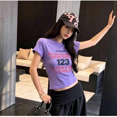 酷K辣妹字母印花123T恤春夏新ins潮个性摇滚庞克暗黑时尚ootd 服裝批發女裝批發服飾貨源