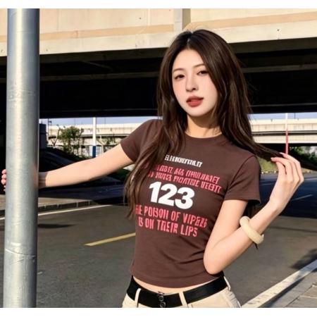 酷K辣妹字母印花123T恤春夏新ins潮个性摇滚庞克暗黑时尚ootd 服裝批發女裝批發服飾貨源