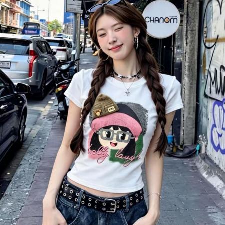 甜辣妹立体帽子印花洗水牛仔做旧春夏新ins潮韩日ootd减龄T恤 服裝批發女裝批發服飾貨源