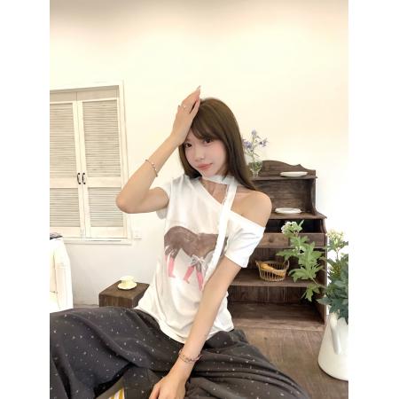 大码夏季趣味印花胖MM收腰小衫修身显瘦短上衣T恤 服裝批發女裝批發服飾貨源