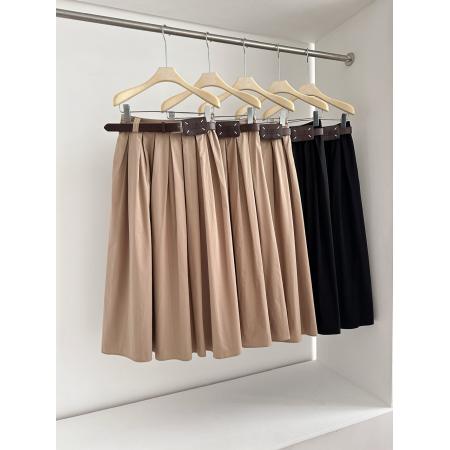 BY17672# 高知千金气质简约无袖背心长裙两件套女春夏半身裙套装配腰带 服裝批發女裝批發服飾貨源