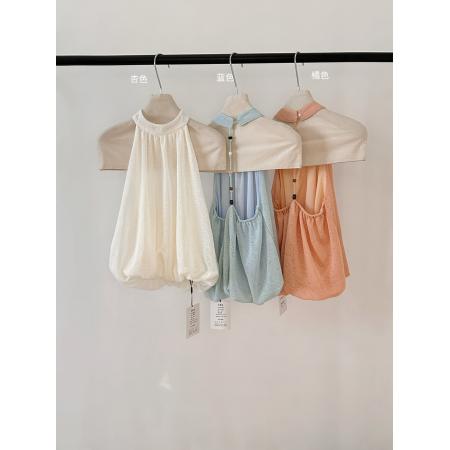 BY17674# 辣妹小心机露背挂脖背心女独特漂亮外穿宽松吊带上衣女潮 服裝批發女裝批發服飾貨源