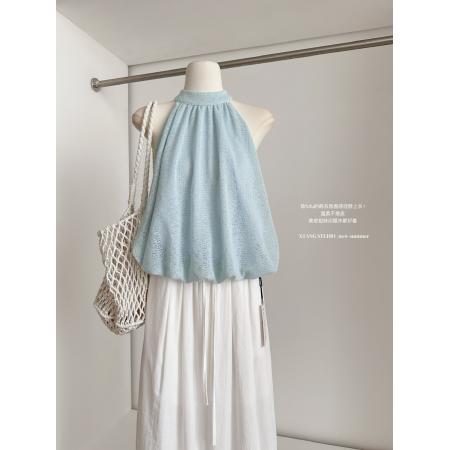 BY17674# 辣妹小心机露背挂脖背心女独特漂亮外穿宽松吊带上衣女潮 服裝批發女裝批發服飾貨源